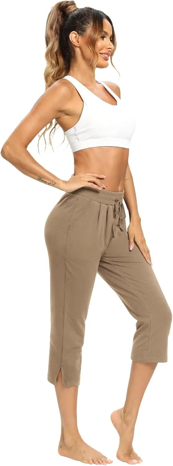 LEXISLOVE Capris for Women Casual Summer Wide Leg Crop Pants Loose Comfy Drawstring Yoga Jogger Capri Pants with Pockets