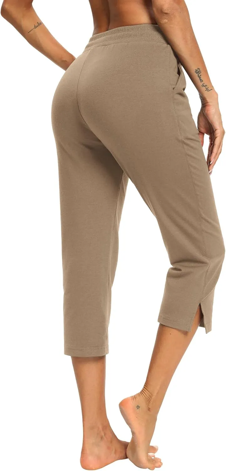 LEXISLOVE Capris for Women Casual Summer Wide Leg Crop Pants Loose Comfy Drawstring Yoga Jogger Capri Pants with Pockets