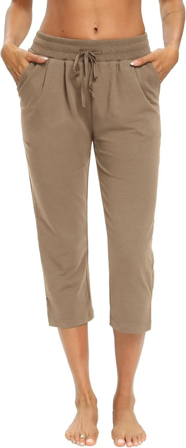 LEXISLOVE Capris for Women Casual Summer Wide Leg Crop Pants Loose Comfy Drawstring Yoga Jogger Capri Pants with Pockets