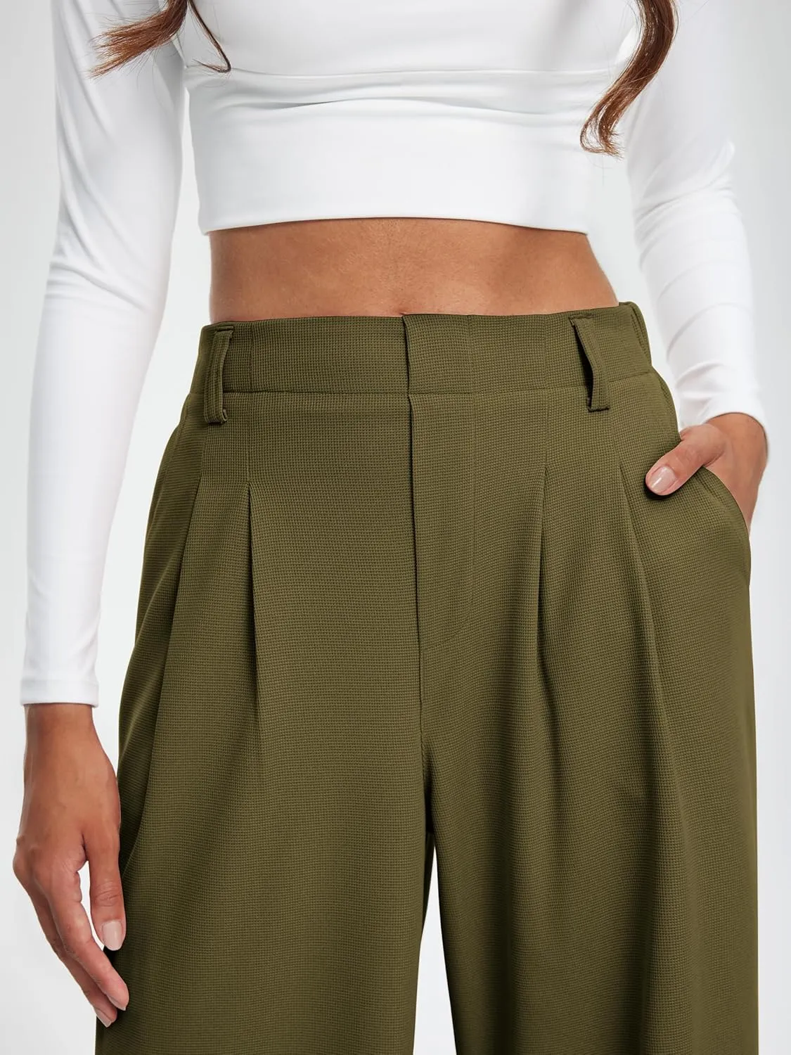 Libin Women's Casual Wide Leg Lounge Pants 27/29" High Waisted Flowy Slacks Work Dress Palazzo Pants Yoga Trousers