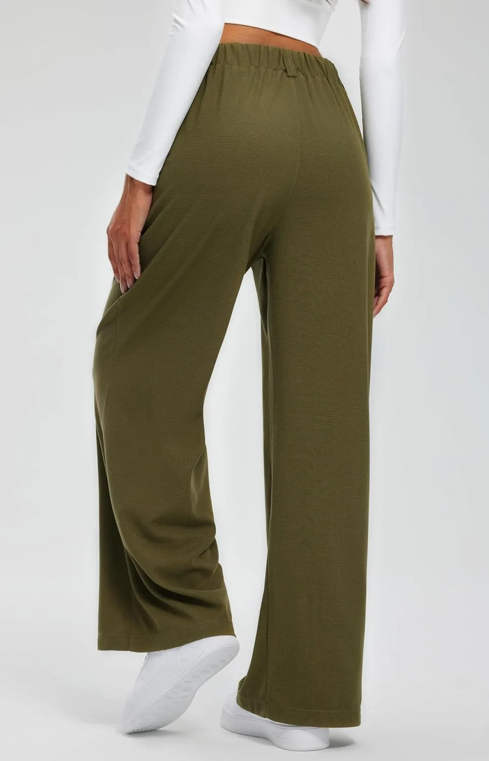 Libin Women's Casual Wide Leg Lounge Pants 27/29" High Waisted Flowy Slacks Work Dress Palazzo Pants Yoga Trousers
