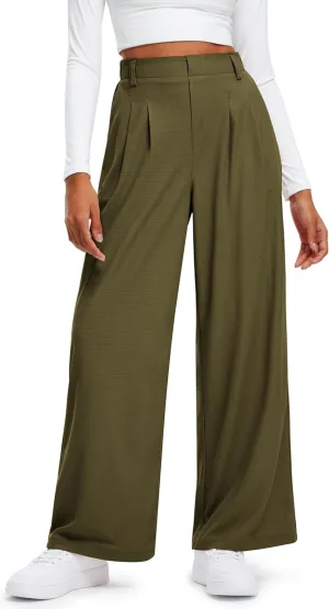 Libin Women's Casual Wide Leg Lounge Pants 27/29" High Waisted Flowy Slacks Work Dress Palazzo Pants Yoga Trousers