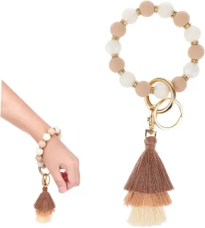LIFKOME Beaded Keychain Wristlet for Women Durable Key Chain Hand Strap Ring Stylish Accessory for Access and Organization the Go