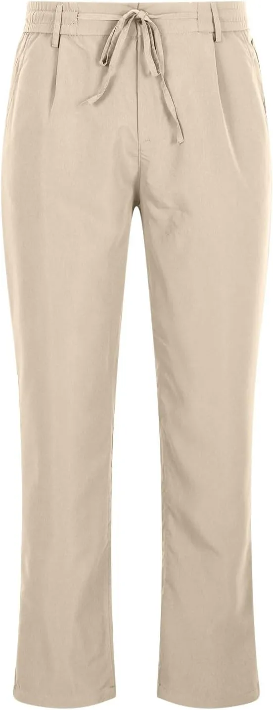 Lightweight Casual Pants for Men Classic Hiking Pants Tapered Work Pants Stretch Khaki Pants Pants with Ribbon
