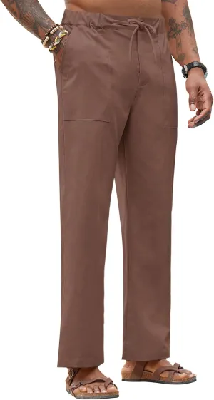 Linen Pants for Men - Casual Wide Leg Beach & Lounge Pants with Pockets