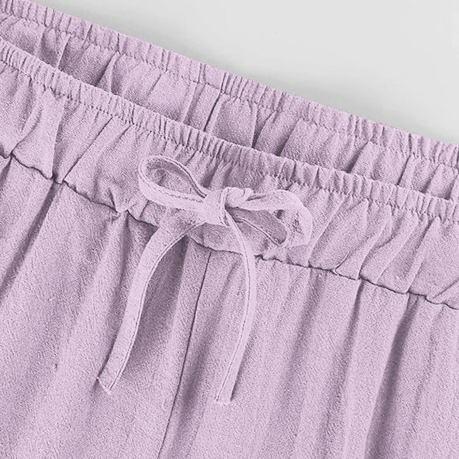 Linen Pants Women High Waisted Drawstring Palazzo Pants 2025 Flowy Wide Leg Trouser with Pockets Beach Vacation Clothes