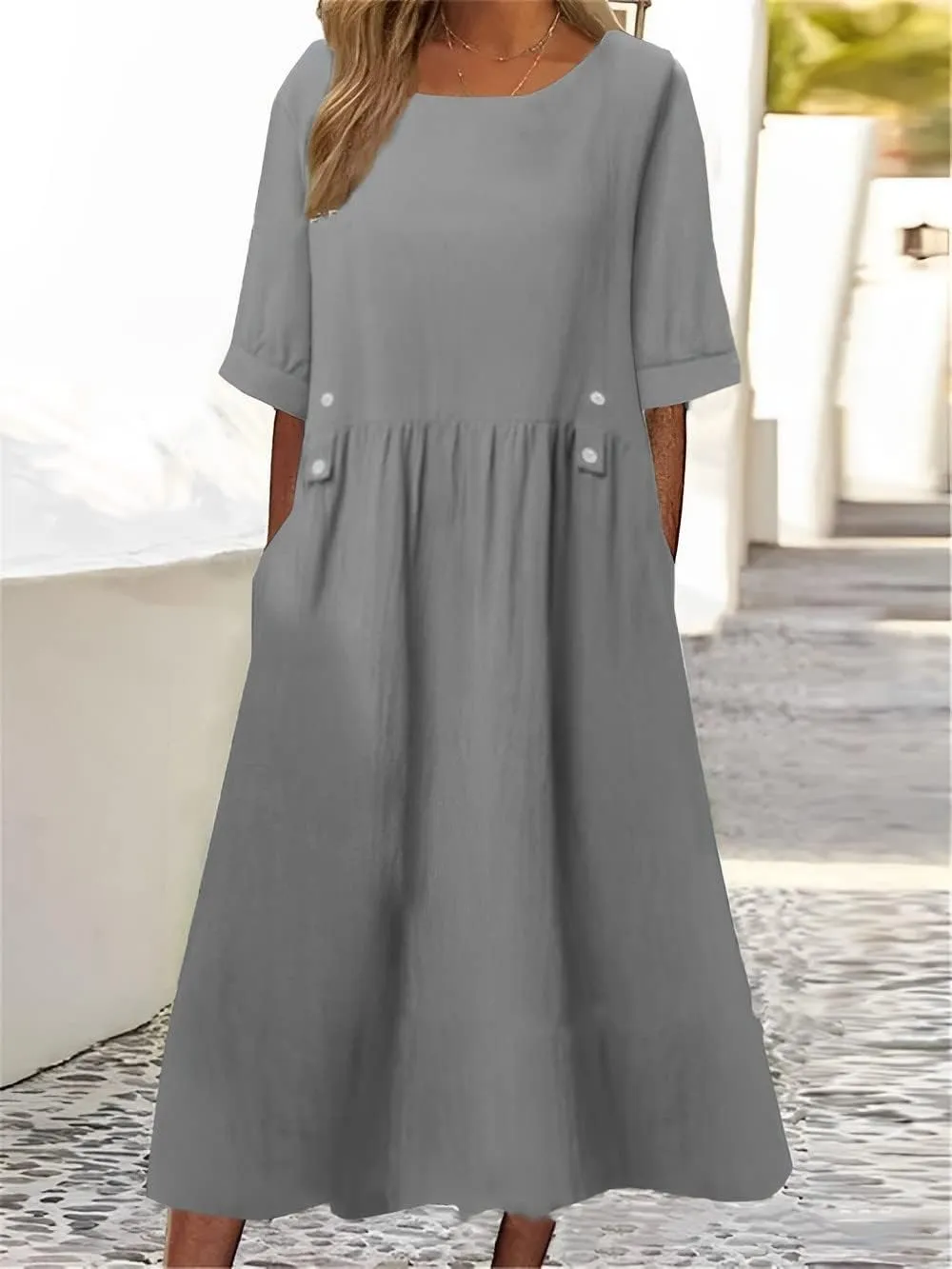 LOAIHA Womens Cotton Shirt Dress Summer Casual Loose Short Sleeve Button Down Beach Cover Up Shirts with Pockets