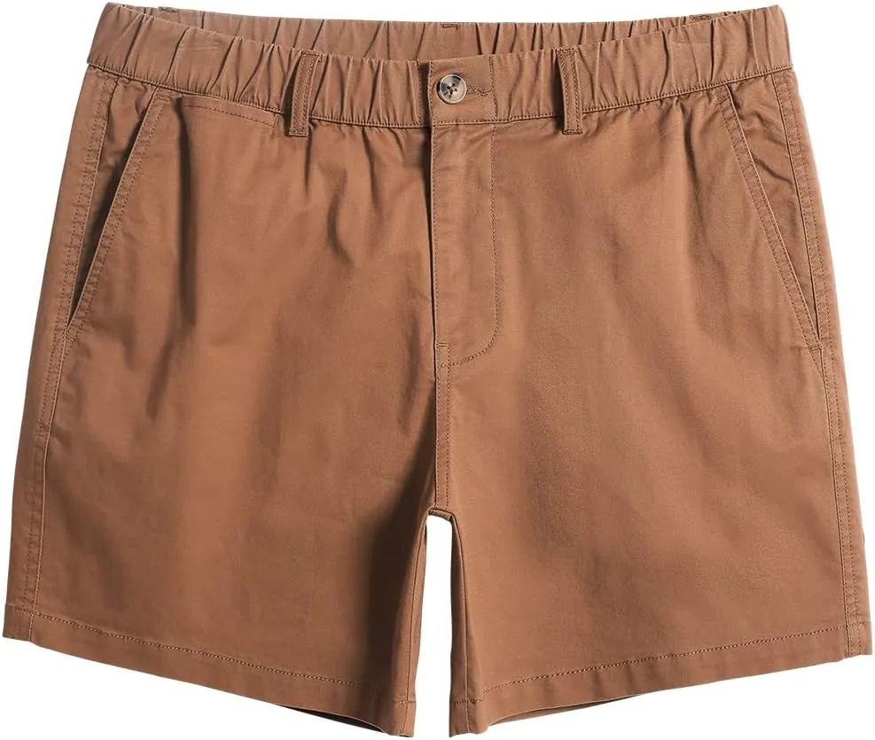 maamgic Men's Classic-fit 5.5" Cotton Casual Shorts Elastic Waistband with Multi-Pocket Daily Wear Walking Summer Outfit