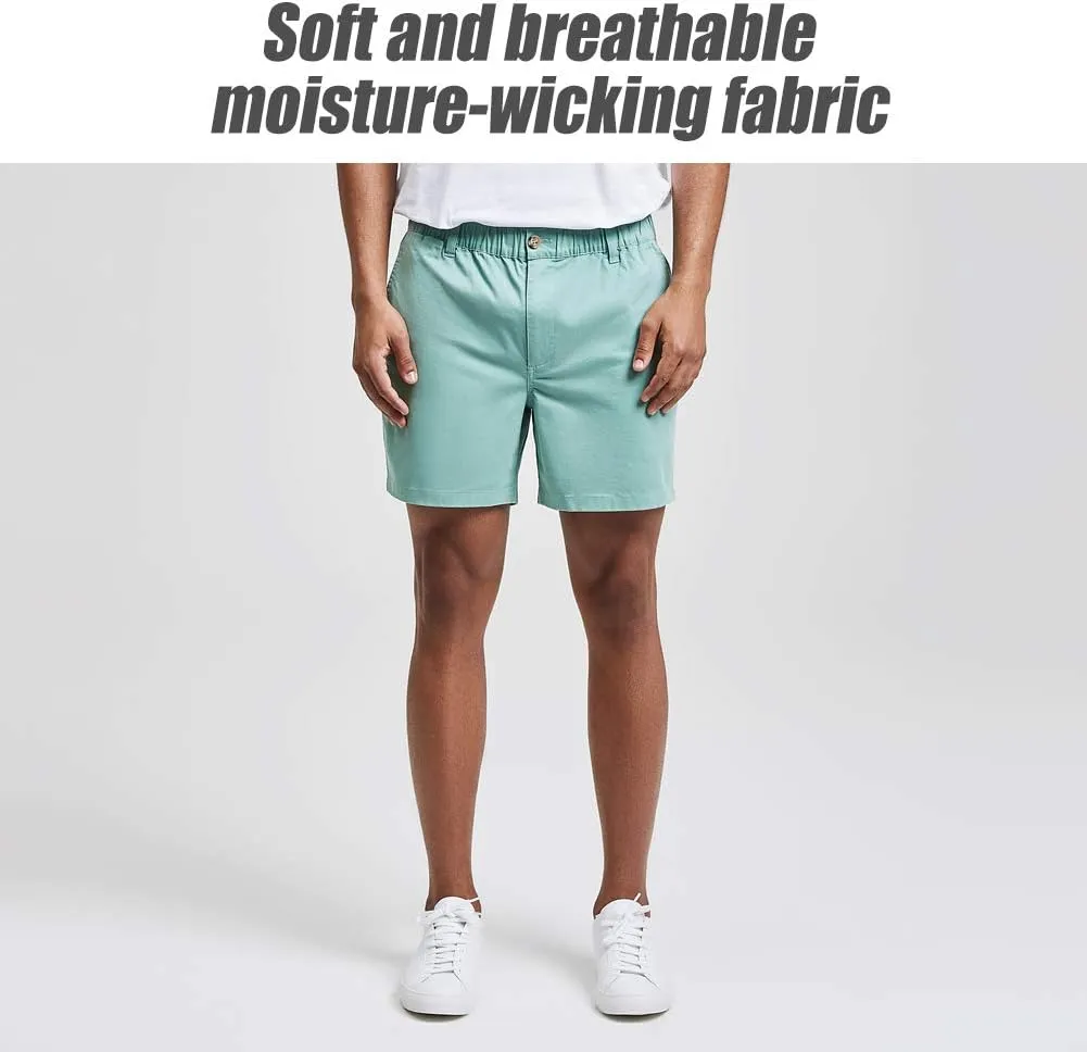 maamgic Men's Classic-fit 5.5" Cotton Casual Shorts Elastic Waistband with Multi-Pocket Daily Wear Walking Summer Outfit