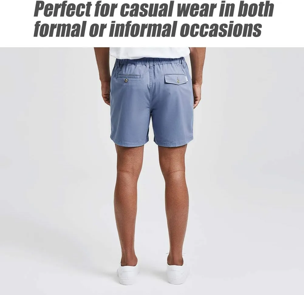 maamgic Men's Classic-fit 5.5" Cotton Casual Shorts Elastic Waistband with Multi-Pocket Daily Wear Walking Summer Outfit