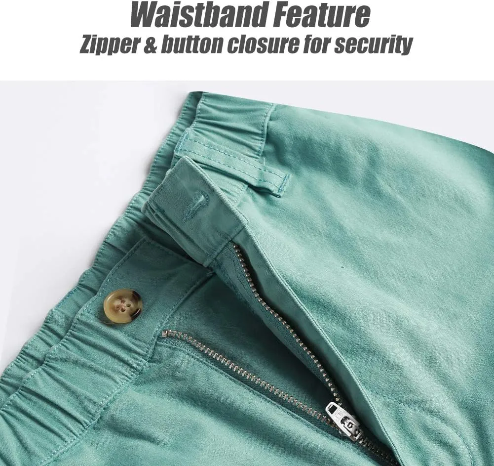 maamgic Men's Classic-fit 5.5" Cotton Casual Shorts Elastic Waistband with Multi-Pocket Daily Wear Walking Summer Outfit