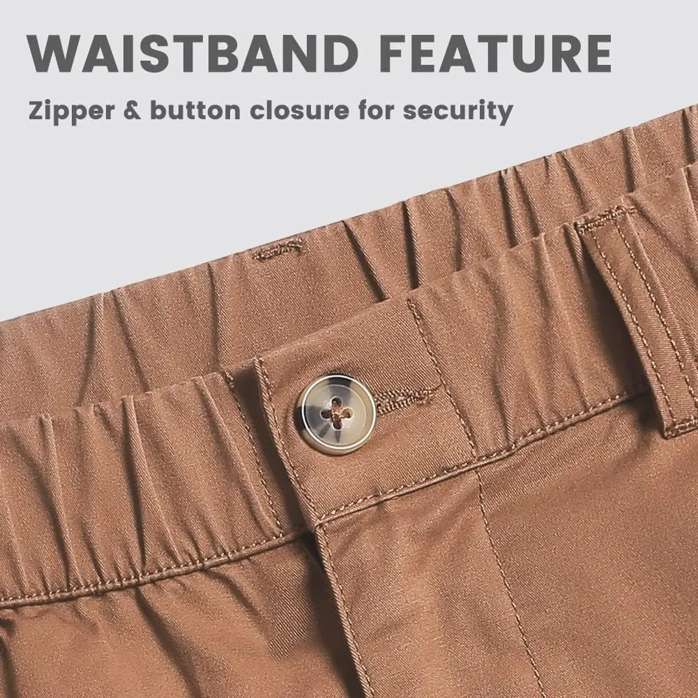 maamgic Men's Classic-fit 5.5" Cotton Casual Shorts Elastic Waistband with Multi-Pocket Daily Wear Walking Summer Outfit