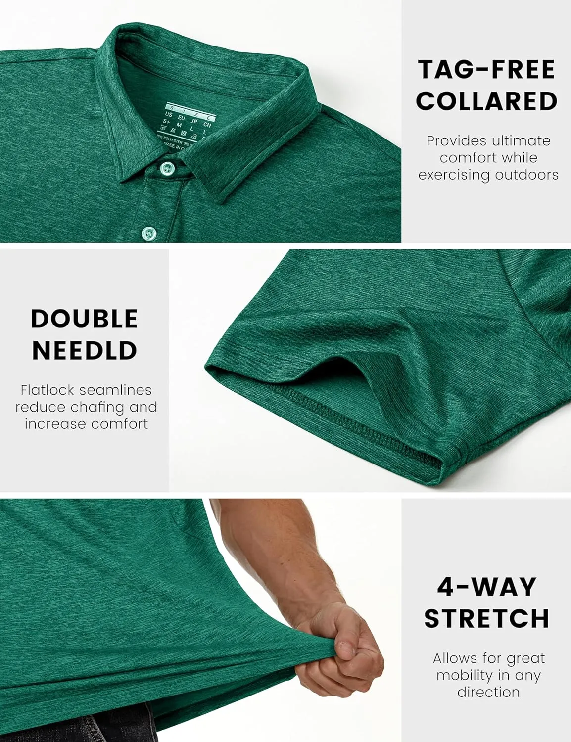 MAGCOMSEN Men's Short-Sleeve Polo,Golf Shirts for Men 3-Button Moisture Wicking,Athletic Outdoor Collared T-Shirt