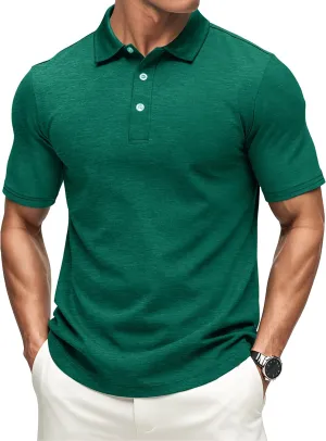 MAGCOMSEN Men's Short-Sleeve Polo,Golf Shirts for Men 3-Button Moisture Wicking,Athletic Outdoor Collared T-Shirt