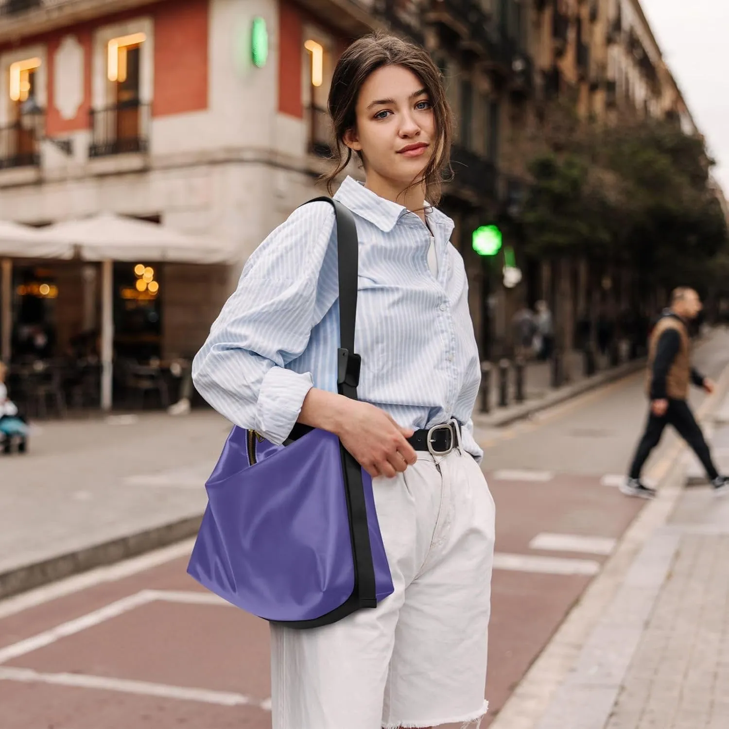 Magenta Crossbody Bag for Women Men with Adjustable Strap PU Leather Shoulder Hobo Purse Bag 20868