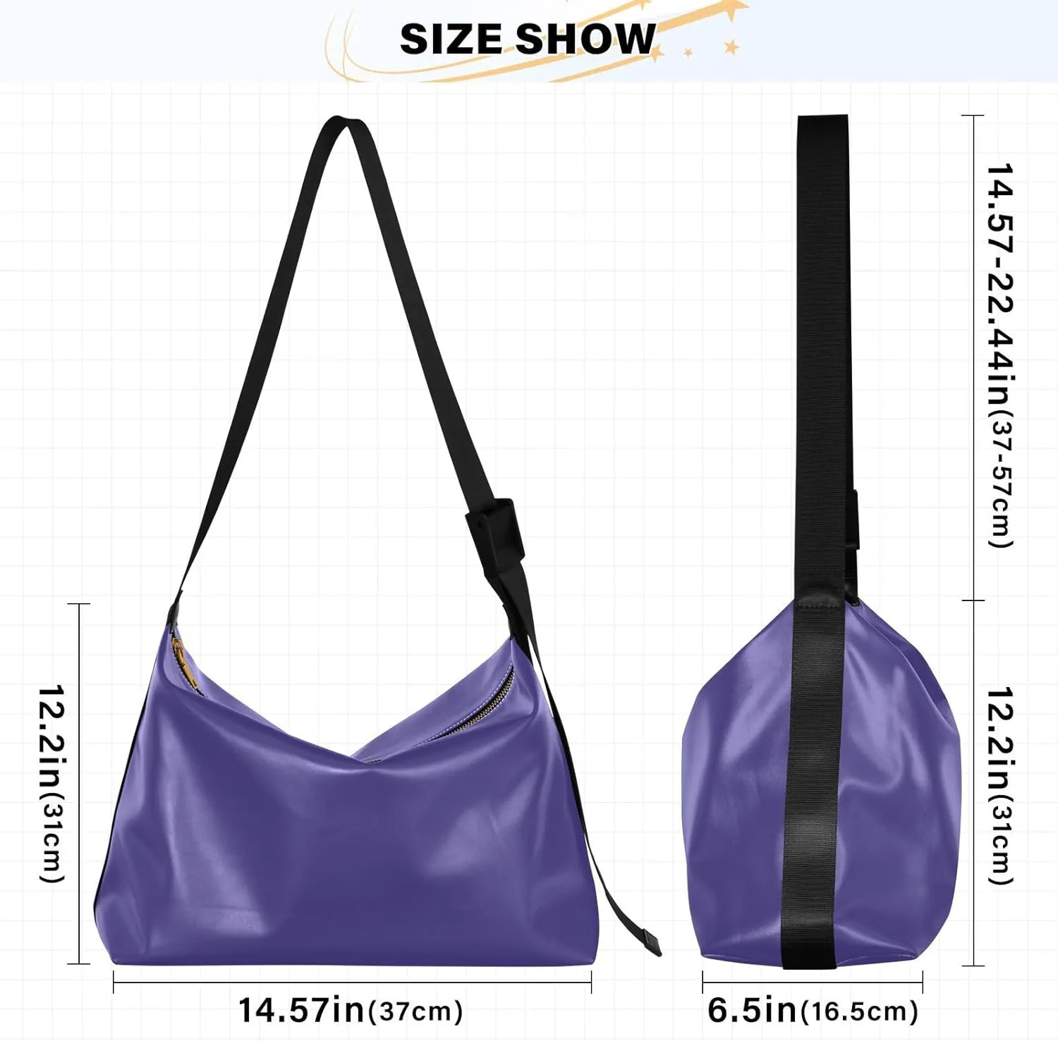 Magenta Crossbody Bag for Women Men with Adjustable Strap PU Leather Shoulder Hobo Purse Bag 20868