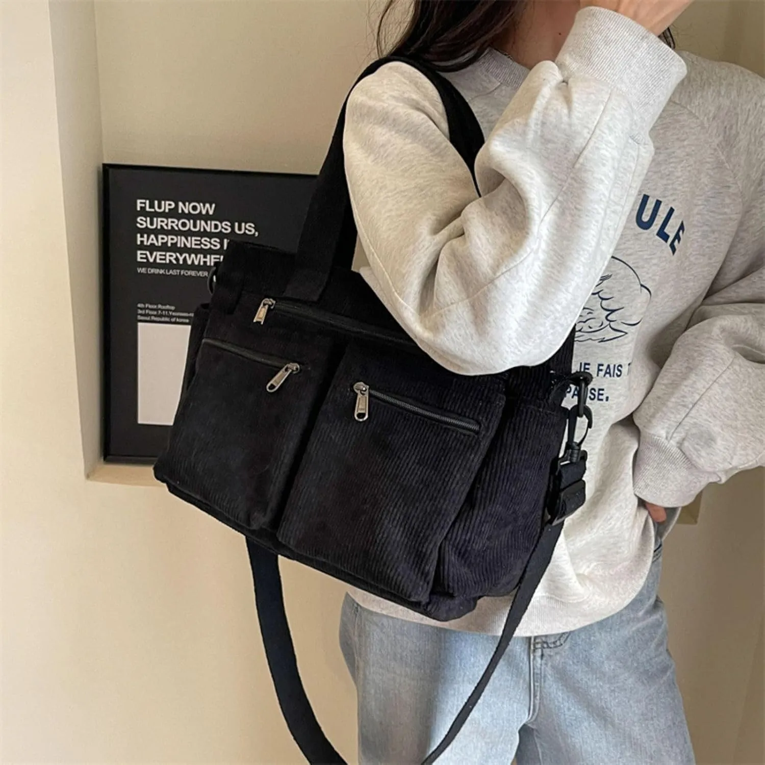 Makukke Tote Bag Women Large Crossbody Bag Stylish Handbag for Women Corduroy/Canvas Hobo Bag Fashion shoulder Bag Purse