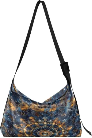 Mandala Pattern Shoulder Bag for Women Waterproof PU Leather Hobo Bags Crossbody Purse with Zipper Closure