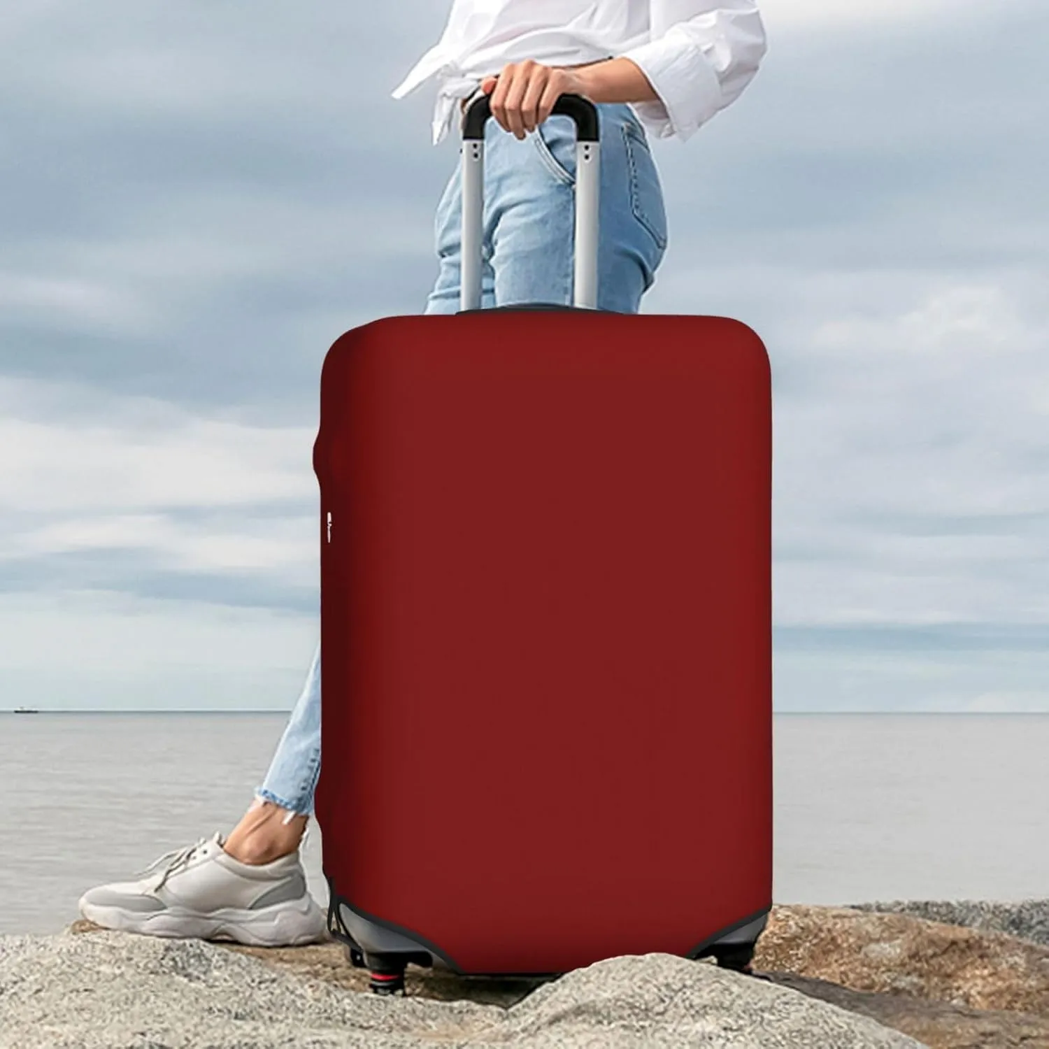 Maroon Luggage Cover Washable Elasticated Luggage Covers for Suitcase tsa Approved Stylish Dust and Scratch Resistant Luggage Case Protector for Kids and Adults
