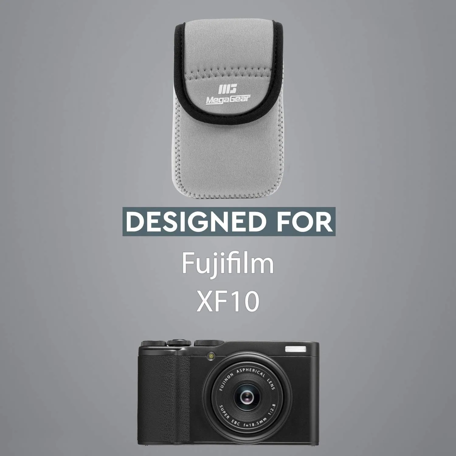 MegaGear Ultra Light Neoprene Camera Case Compatible with Fujifilm XF10, Gray, Compact (MG1539), PU Leather