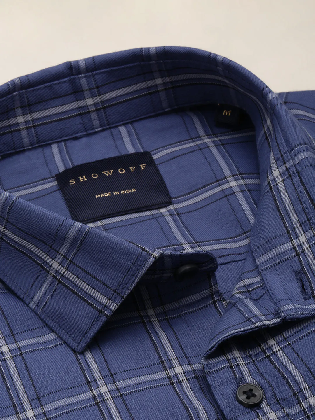 Men Blue Classic Tartan Check Cotton Casual Shirt