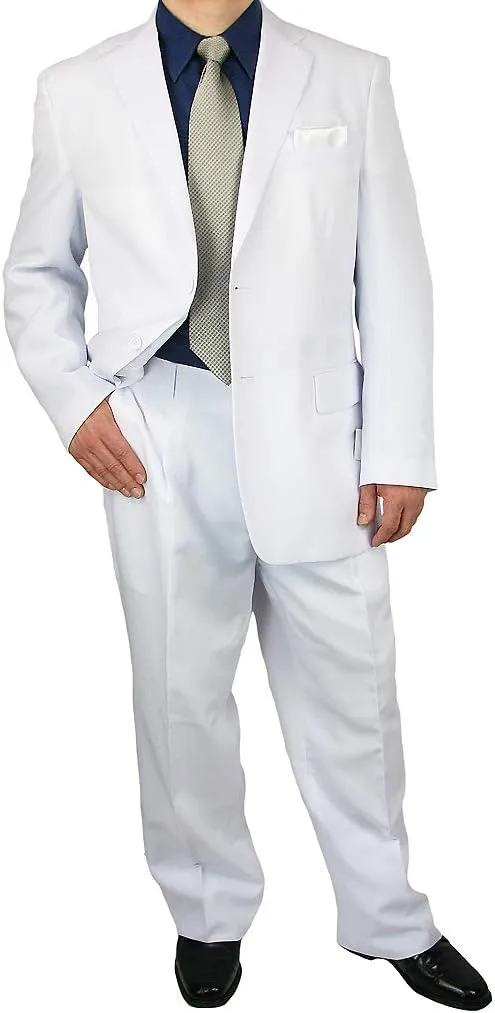 Mens 2-Piece Regular Fit Dress Suit Single-Breasted Jacket & Flat-Front Pants Includes Free Stylish Socks