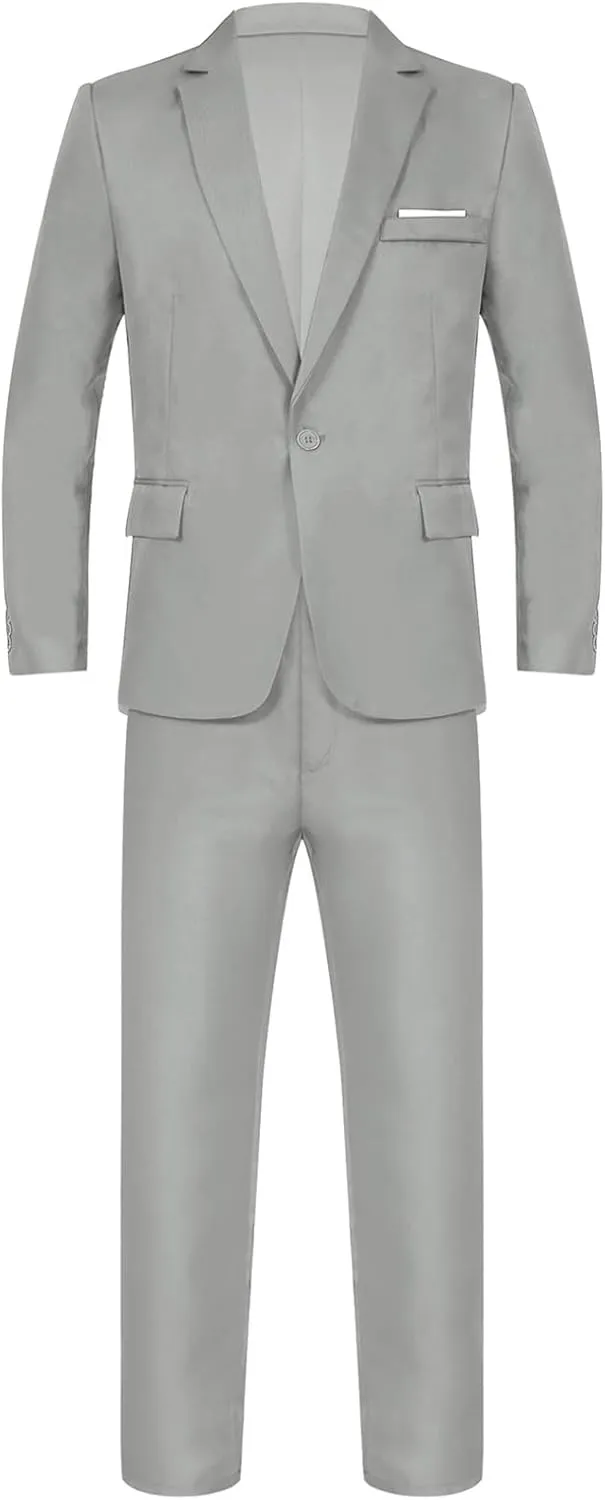 Mens 2 Piece Slim Fit Wedding Tuxedo Suit One Button Notch Lapel Blazer Jacket with Pants Set