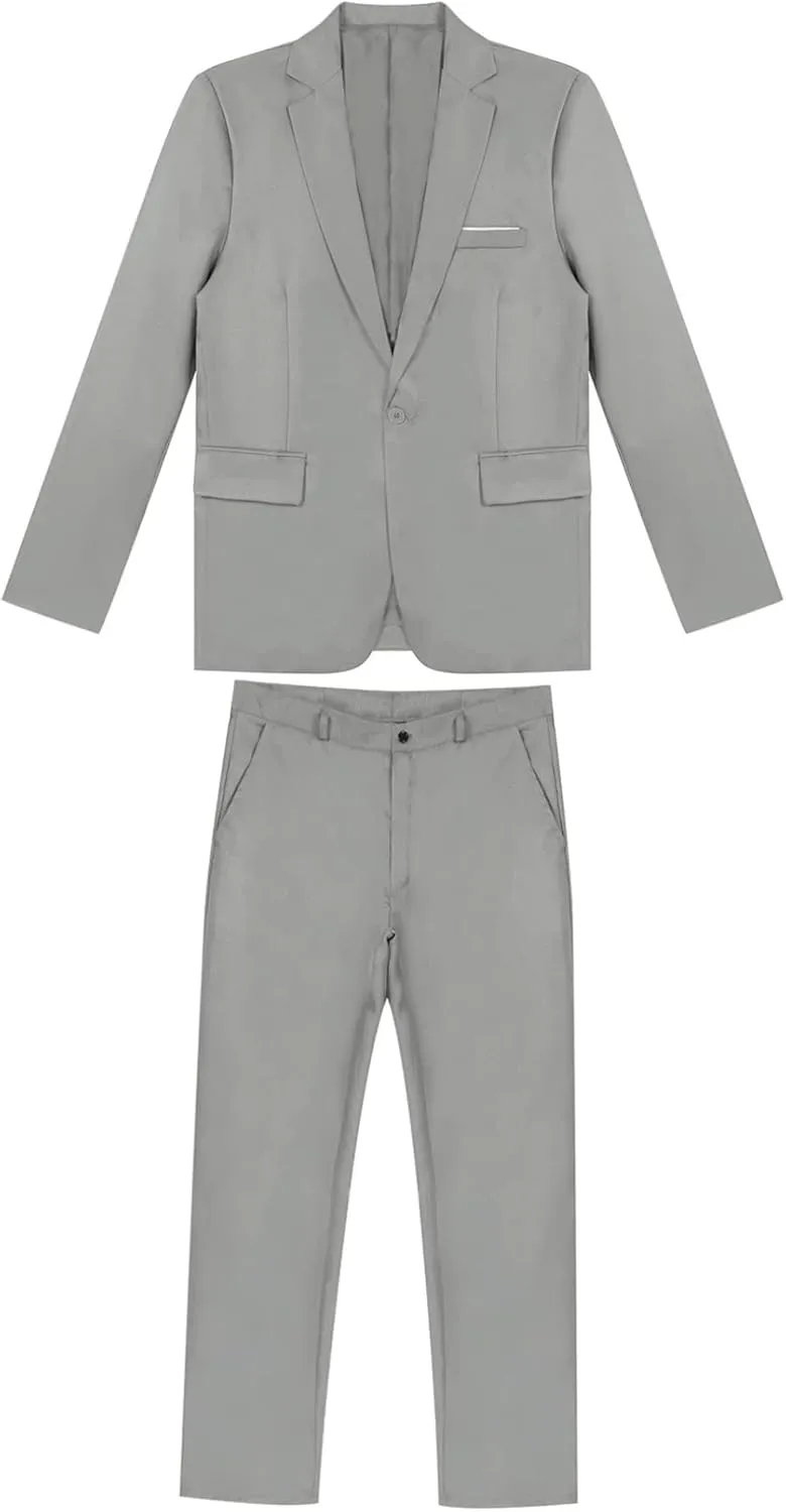 Mens 2 Piece Slim Fit Wedding Tuxedo Suit One Button Notch Lapel Blazer Jacket with Pants Set