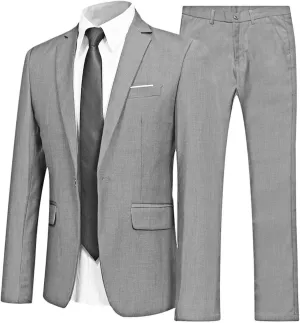 Mens 2 Piece Slim Fit Wedding Tuxedo Suit One Button Notch Lapel Blazer Jacket with Pants Set