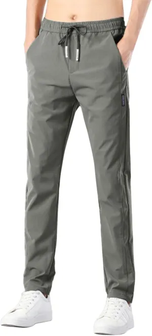 Men's 2023 Trendy Linen Pants Cargo Straight Pants Lightweight Fast Dry Loose Fit Jogger Summer Ice Silk Trouser