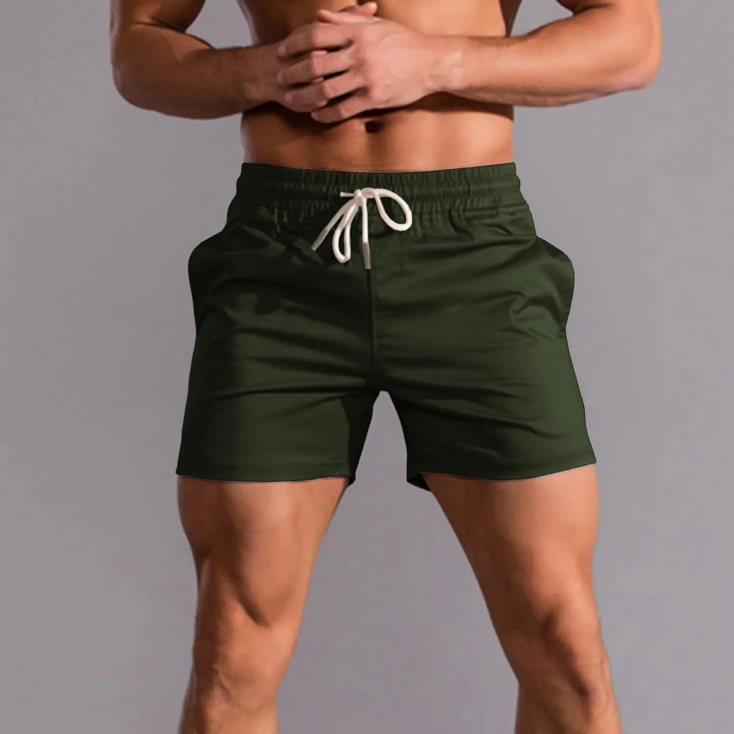 Mens 5" Shorts Cotton Casual Classic Fit Elastic Waist Summer Daily Wear Workout Short