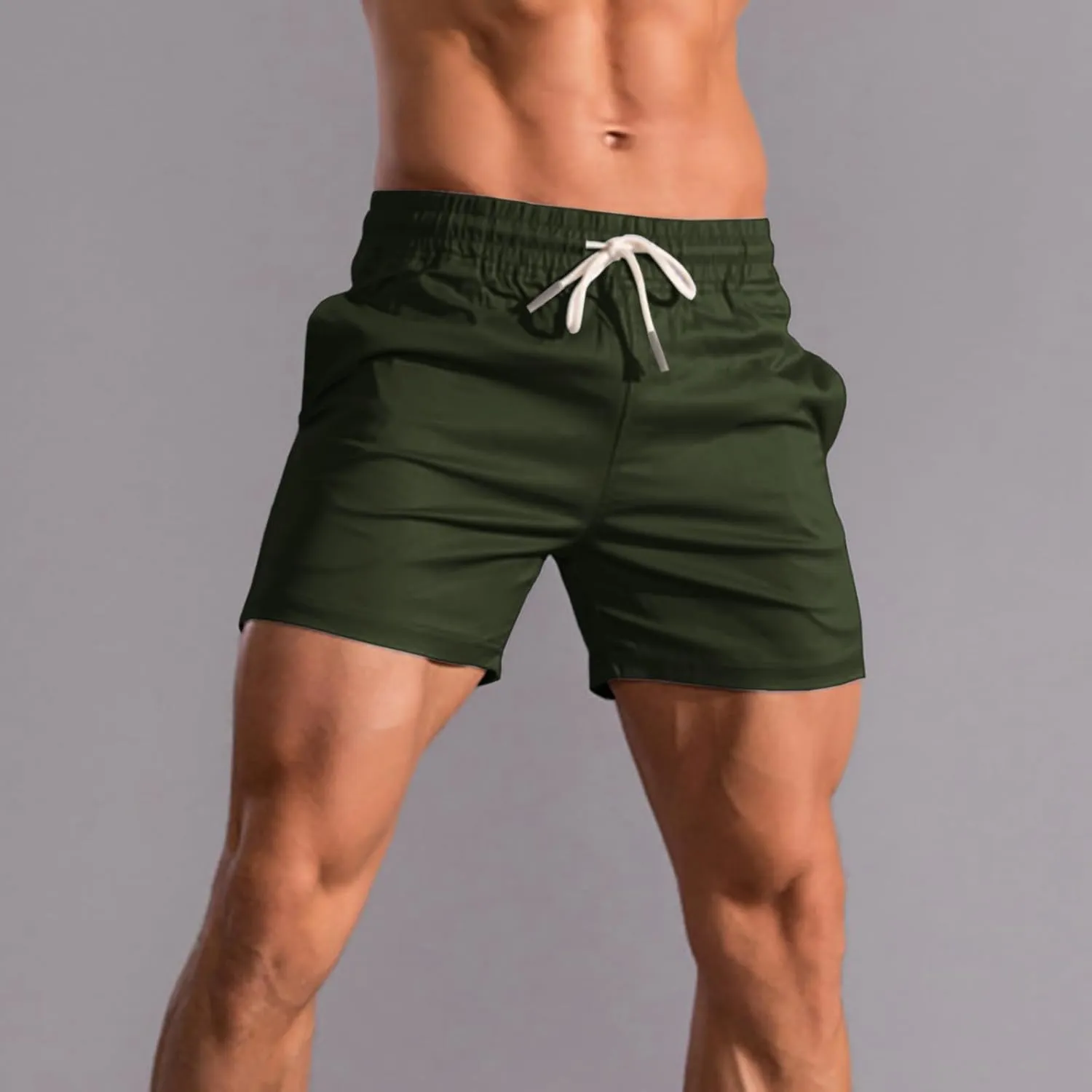 Mens 5" Shorts Cotton Casual Classic Fit Elastic Waist Summer Daily Wear Workout Short