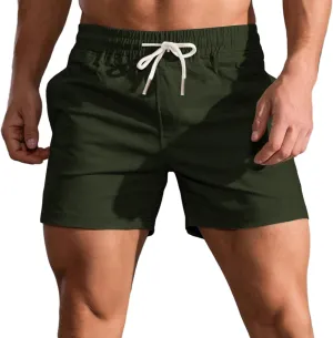 Mens 5" Shorts Cotton Casual Classic Fit Elastic Waist Summer Daily Wear Workout Short