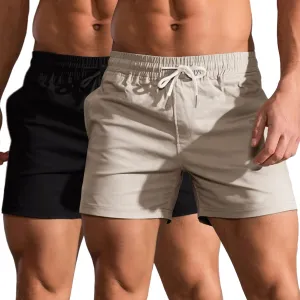 Mens 5" Shorts Cotton Casual Classic Fit Elastic Waist Summer Daily Wear Workout Short