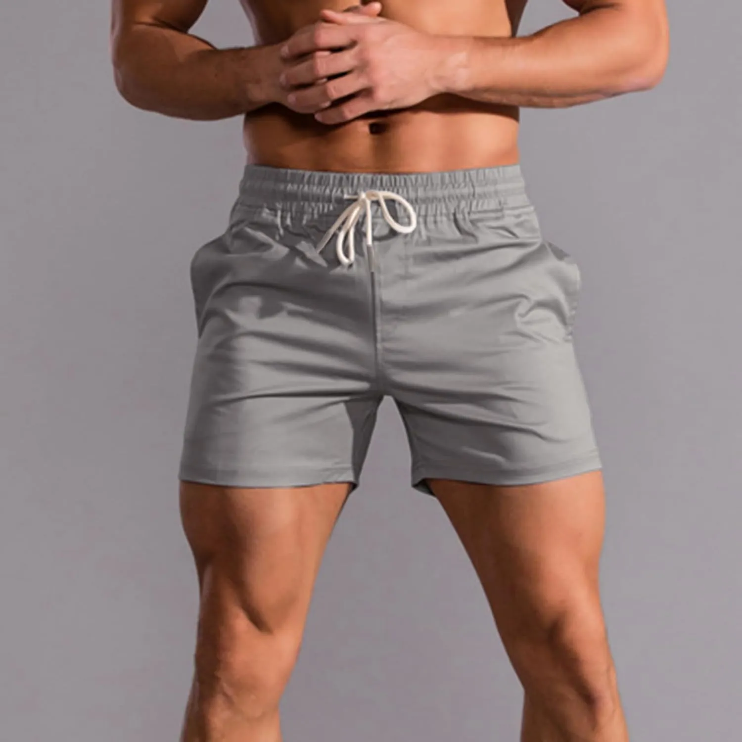 Mens 5" Shorts Cotton Casual Classic Fit Elastic Waist Summer Daily Wear Workout Short