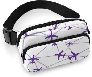 Mens Adjustable Crossbody Waist Bag Compact Fanny Pack Compatible with Aircraft Airplane String Purple for Workout/Travel