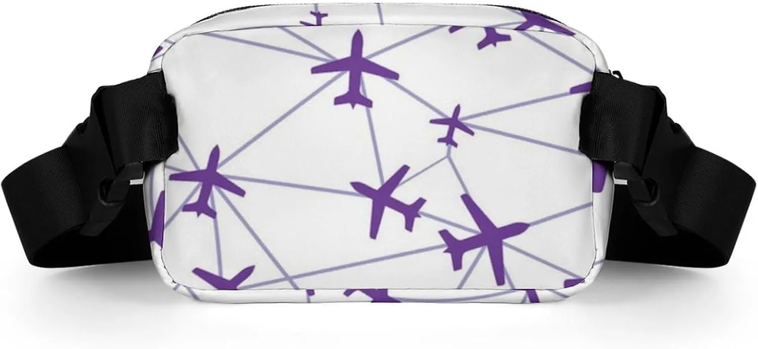 Mens Adjustable Crossbody Waist Bag Compact Fanny Pack Compatible with Aircraft Airplane String Purple for Workout/Travel