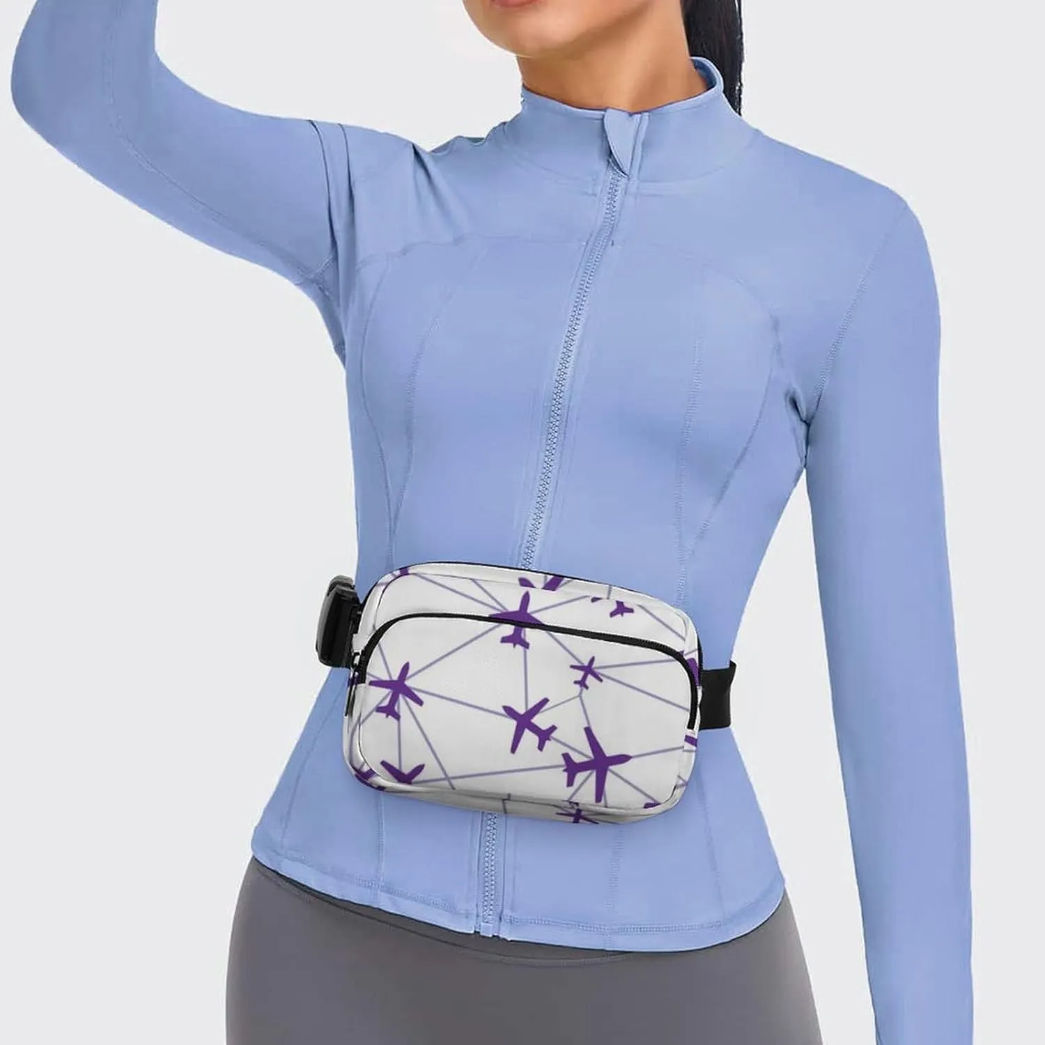 Mens Adjustable Crossbody Waist Bag Compact Fanny Pack Compatible with Aircraft Airplane String Purple for Workout/Travel