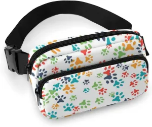 Mens Adjustable Crossbody Waist Bag Compact Fanny Pack Compatible with Cat Dog Footprints for Workout/Travel