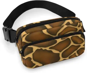 Mens Adjustable Crossbody Waist Bag Compact Fanny Pack Compatible with Giraffe Skin Texture Brown for Workout/Travel