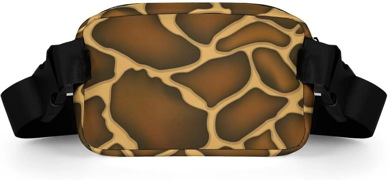 Mens Adjustable Crossbody Waist Bag Compact Fanny Pack Compatible with Giraffe Skin Texture Brown for Workout/Travel
