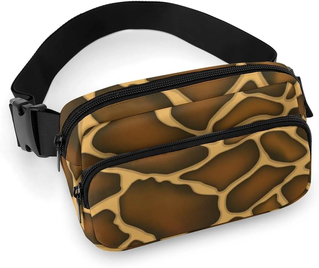 Mens Adjustable Crossbody Waist Bag Compact Fanny Pack Compatible with Giraffe Skin Texture Brown for Workout/Travel