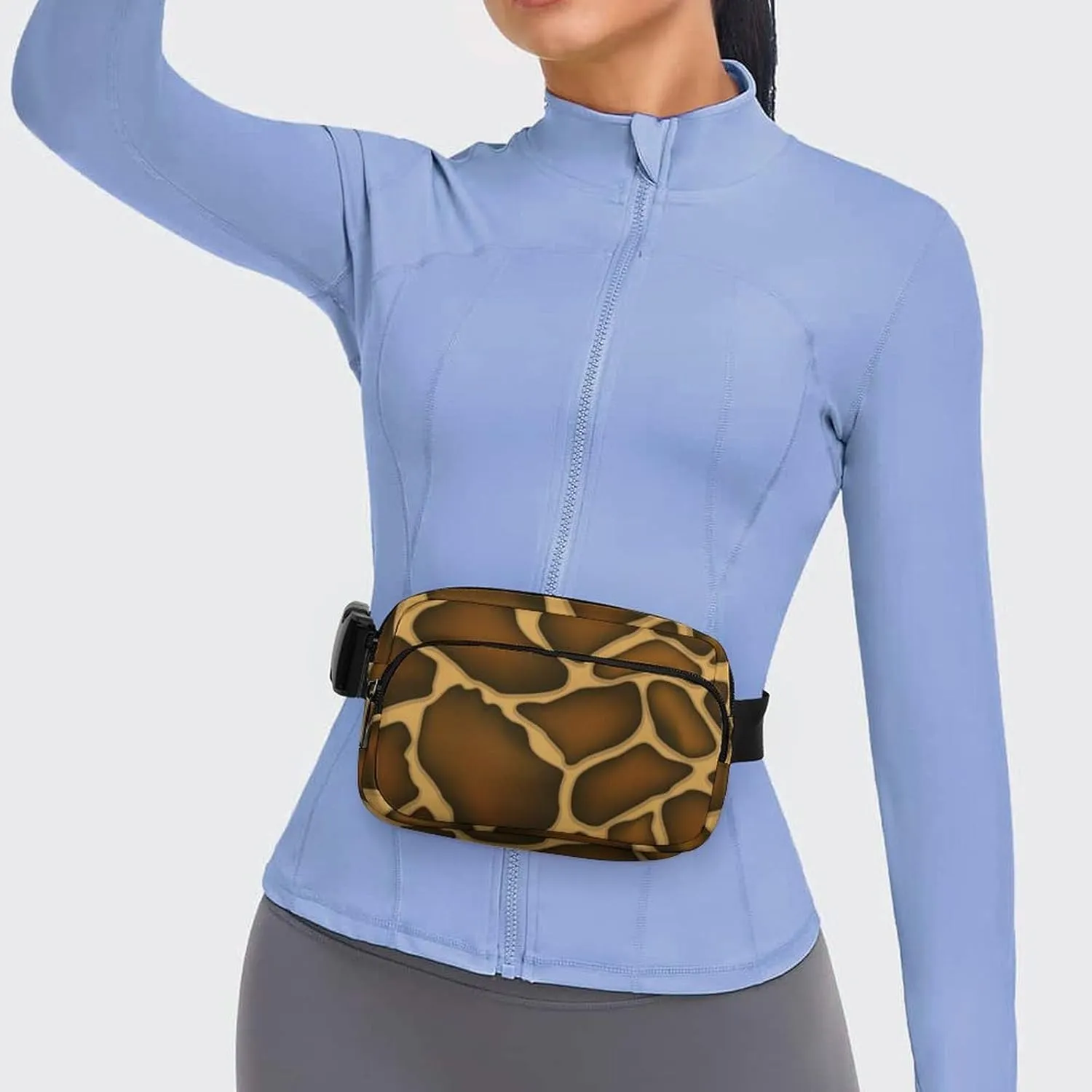 Mens Adjustable Crossbody Waist Bag Compact Fanny Pack Compatible with Giraffe Skin Texture Brown for Workout/Travel