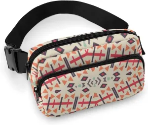 Mens Adjustable Crossbody Waist Bag Compact Fanny Pack Compatible with Southwestern Aztec Native American Ethnic for Workout/Travel