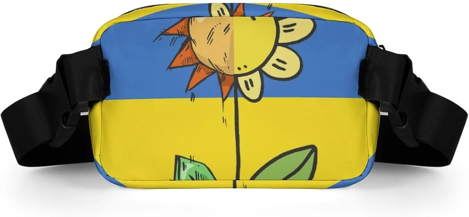 Mens Adjustable Crossbody Waist Bag Compact Fanny Pack Compatible with Ukraine Flag Sunflower for Workout/Travel