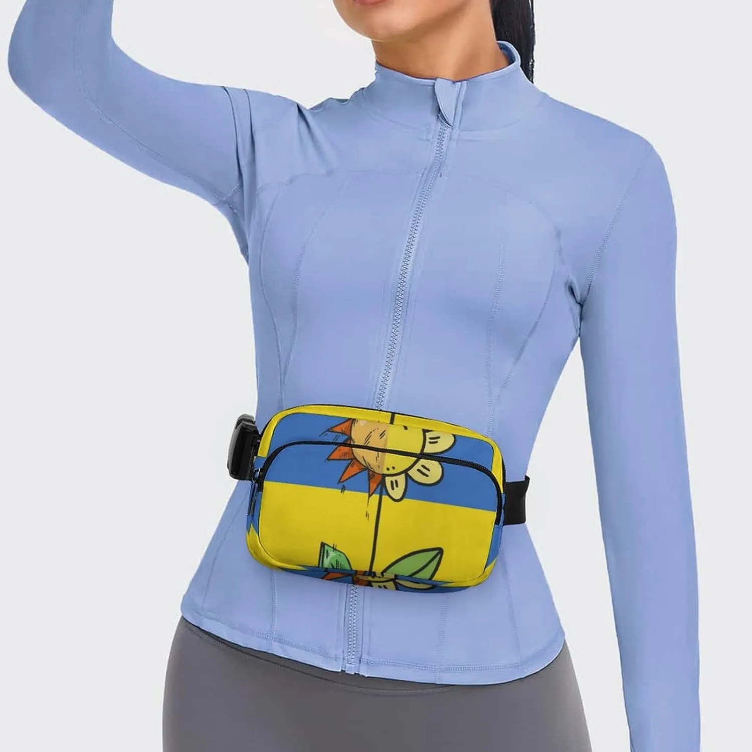 Mens Adjustable Crossbody Waist Bag Compact Fanny Pack Compatible with Ukraine Flag Sunflower for Workout/Travel
