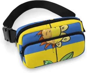 Mens Adjustable Crossbody Waist Bag Compact Fanny Pack Compatible with Ukraine Flag Sunflower for Workout/Travel