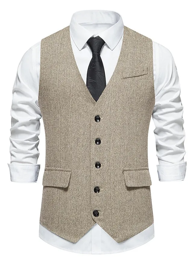 Men's Business Single Breasted More-buttons Vest