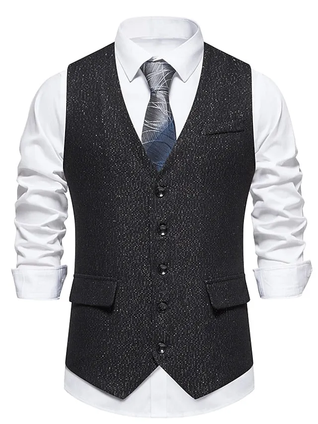Men's Business Single Breasted More-buttons Vest