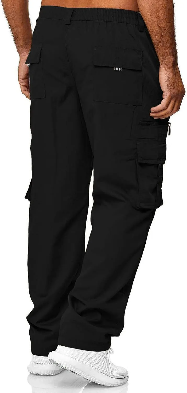 Mens Cargo Pants Baggy Stretch Big and Tall Sweatpants Pockets Loose Fit Hiking Pants Outdoor Plus Size Pants Match